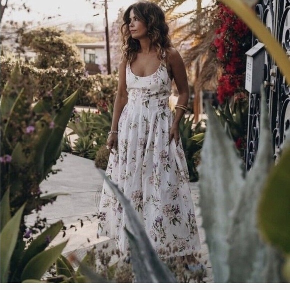 BROCK COLLECTION X H&M COLLABORATION CREAM FLORAL MIDI DRESS Sz XL Cottagecore - Picture 6 of 16